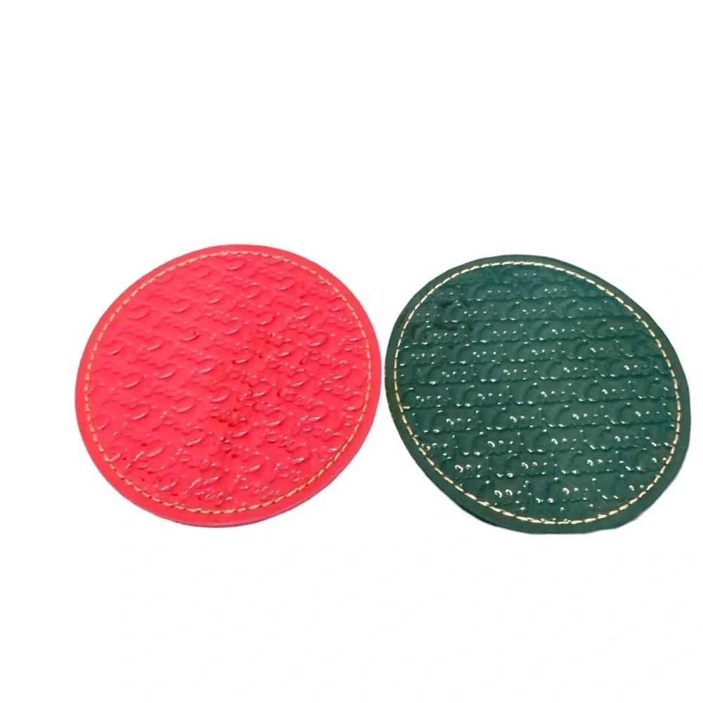 Coach Coasters Set Of 2 Patent Leather Coasters Pink & Blue Y2K Style VGUC